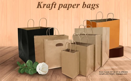 Kleine, schlichte Naturpapier-Geschenktüten mit Griffen, große Kraftpapiertüten für Geburtstagsfeiern, Lebensmittelgeschäfte, Einzelhandel, Geschäfte, Geschenktüten